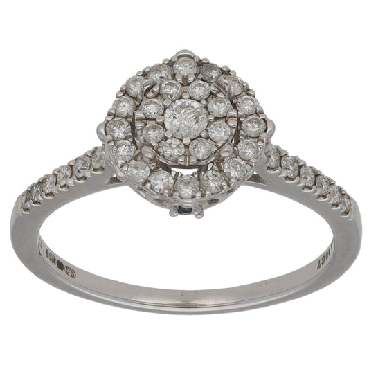 9ct White Gold 0.40ct Diamond Disney Cluster Ring Sizes N