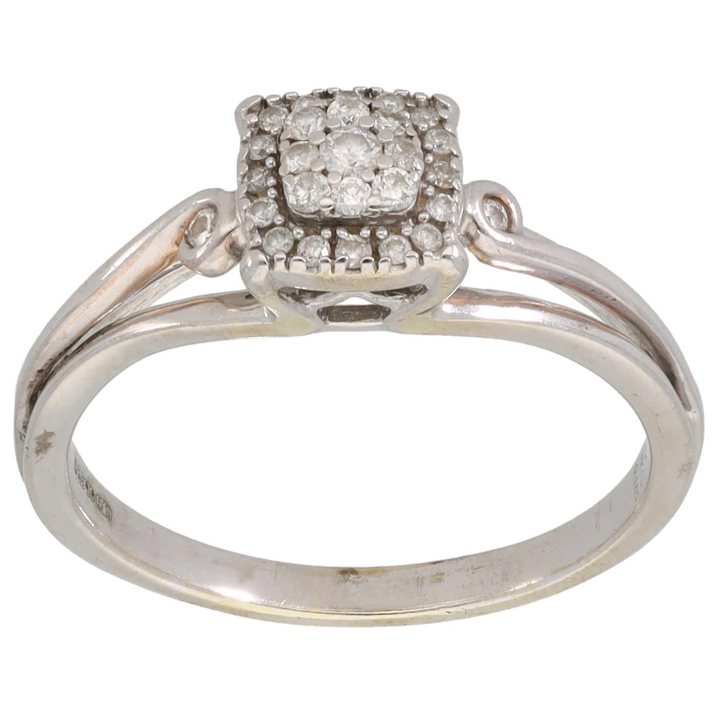 9ct White Gold 0.165ct Diamond Cluster Ring Size N