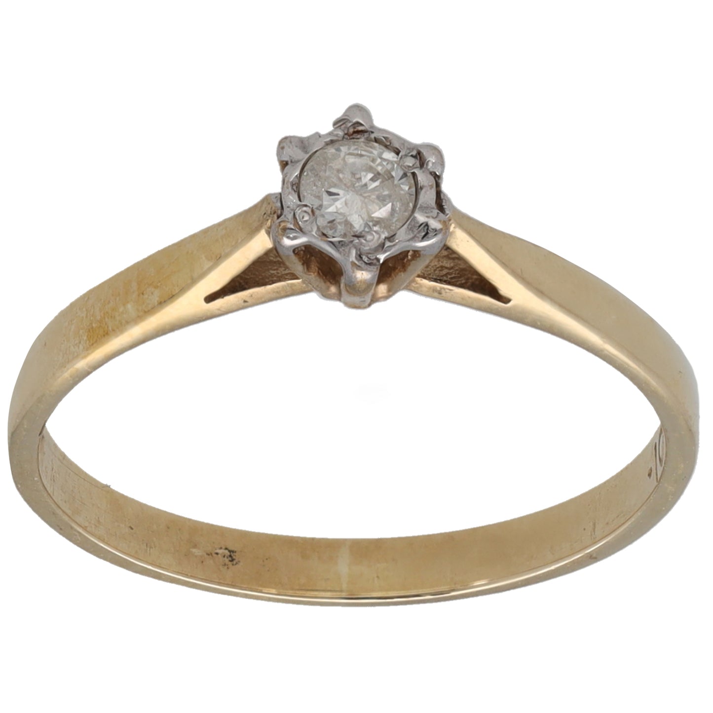 9ct Gold 0.10ct Diamond Solitaire Ring Size L
