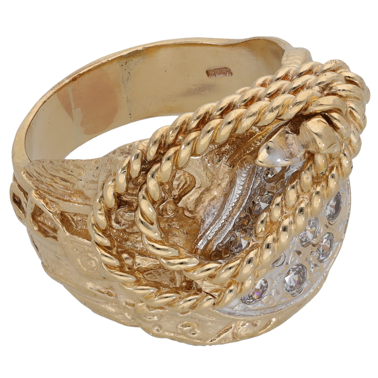9ct Gold Cubic Zirconia Saddle Ring Size Y