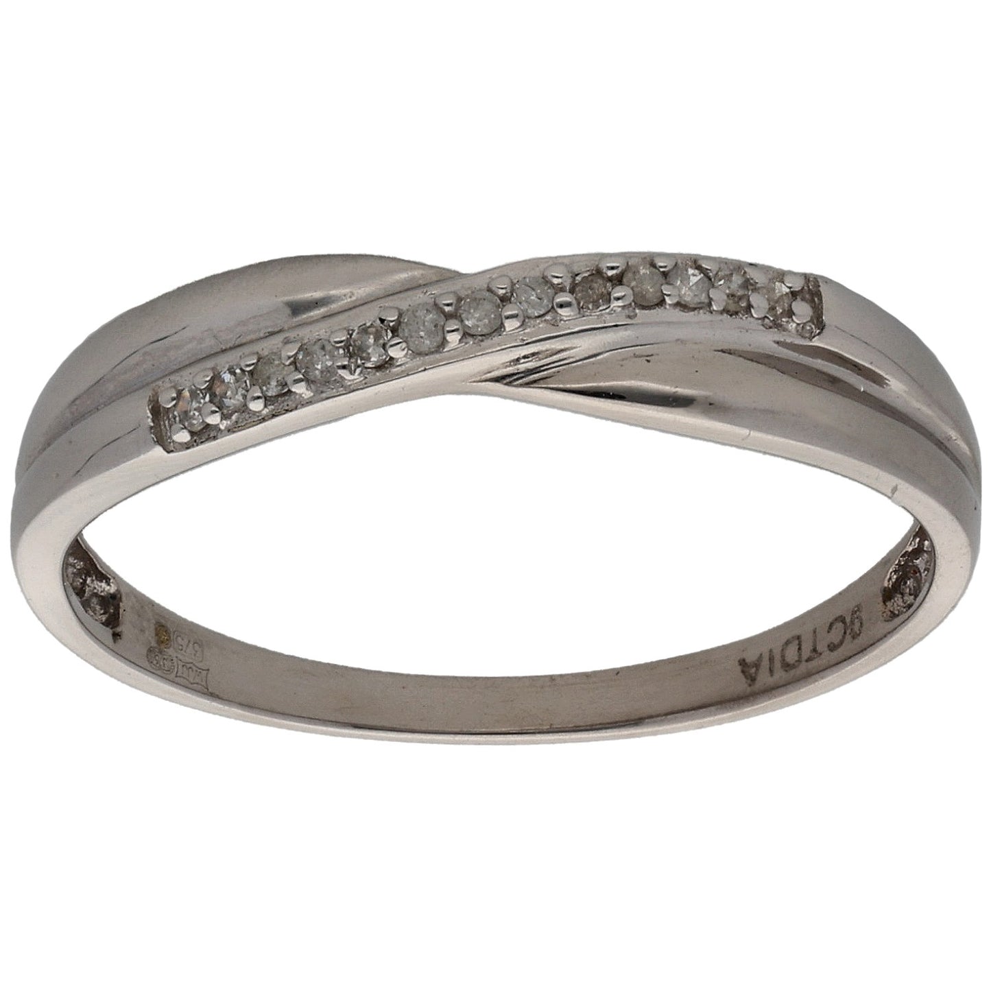 9ct White Gold 0.07ct Diamond Half Eternity Ring Size O