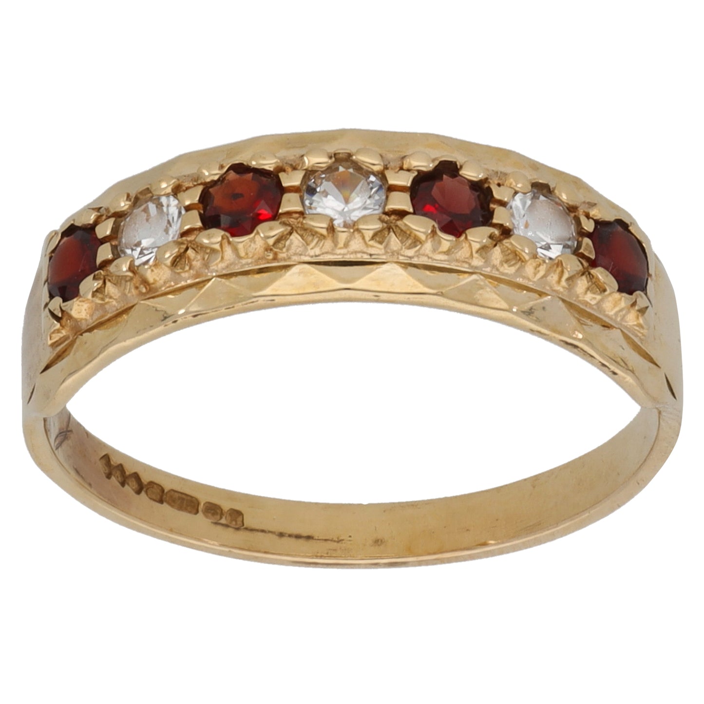 9ct Gold Imitation Gems Half Eternity Ring Size M