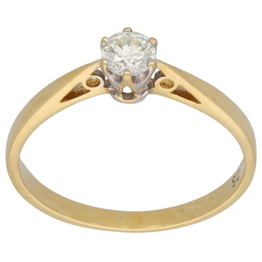 18ct Gold 0.25ct Round Diamond Solitaire Ring Size M