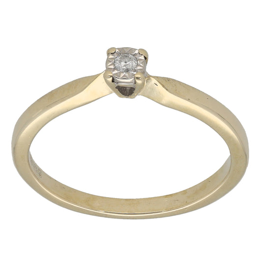 9ct Gold 0.03ct Diamond Solitaire Ring Size N