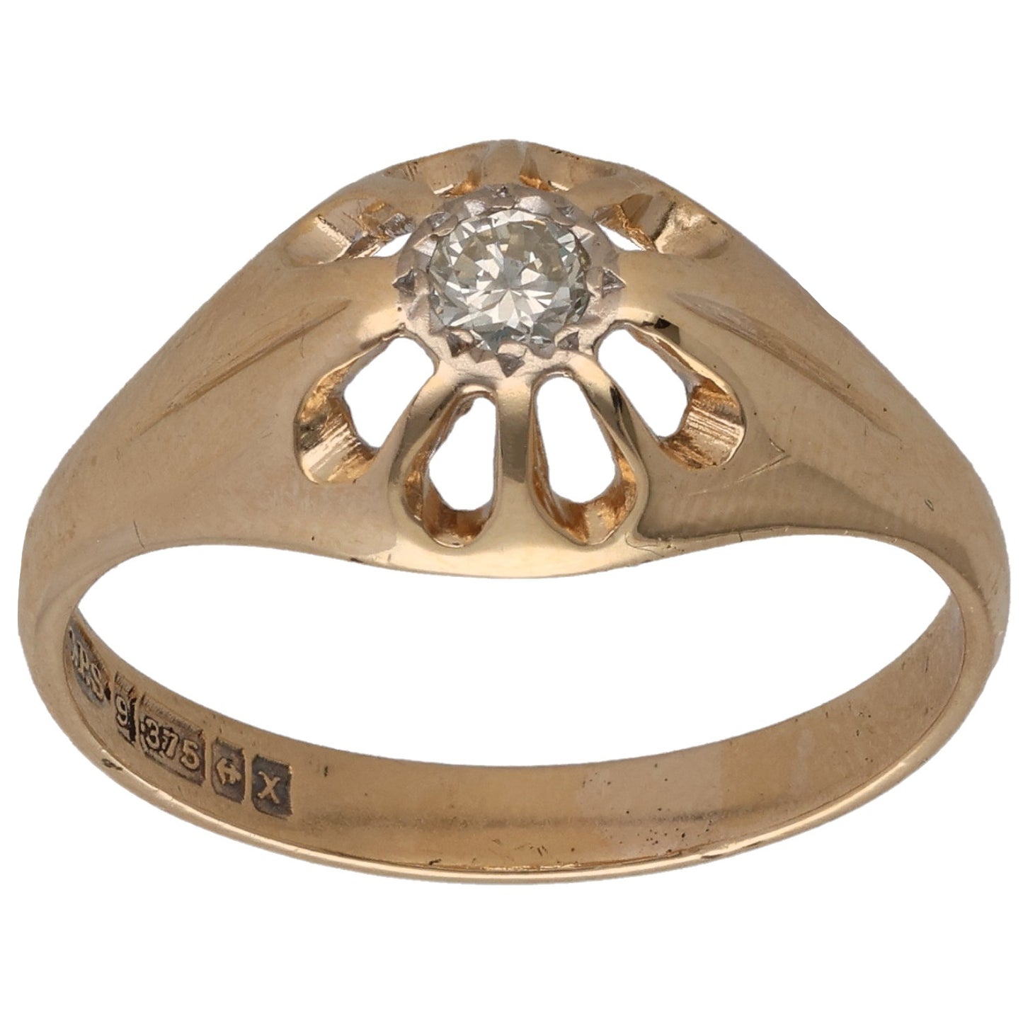 9ct Gold 0.15ct Diamond Solitaire Ring Size R