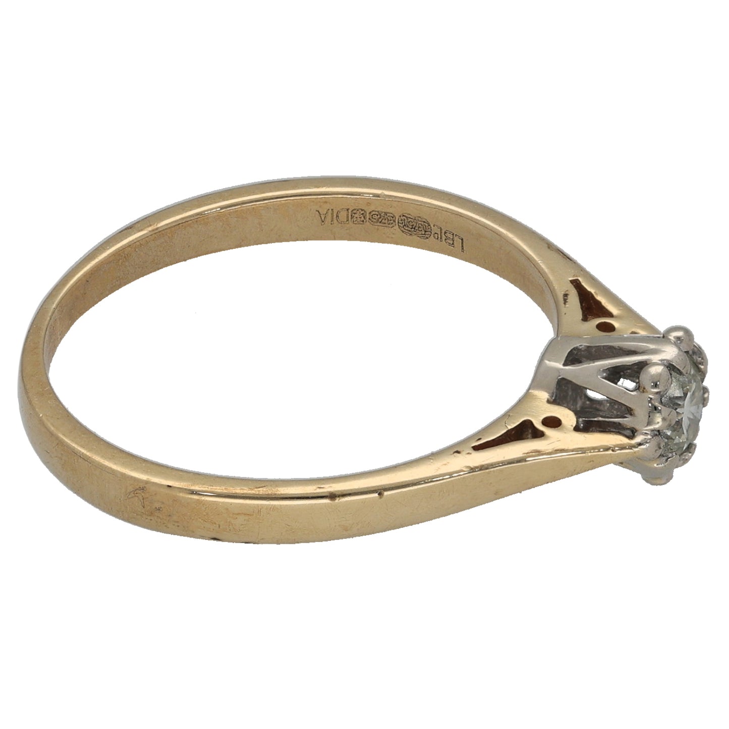 9ct Gold 0.25ct Diamond Solitaire Ring Size O