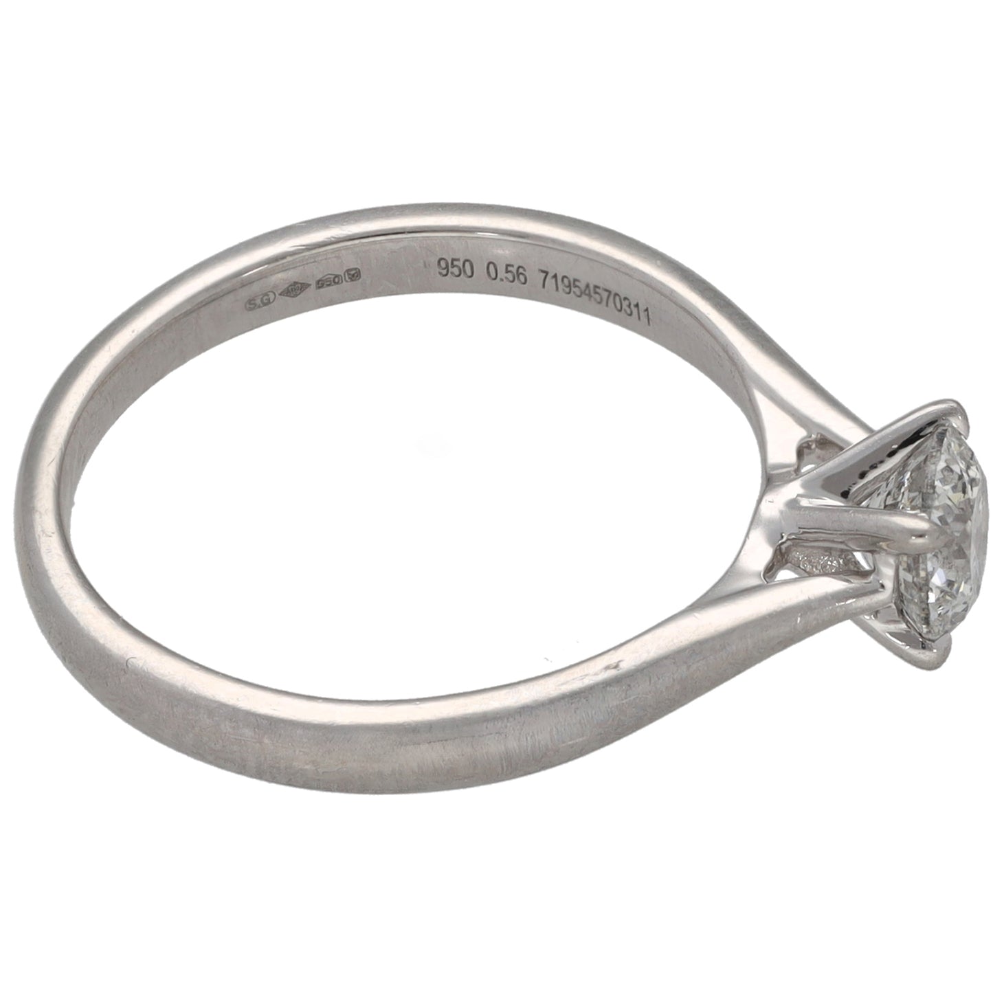 Platinum 0.56ct Diamond Solitaire Ring Size L