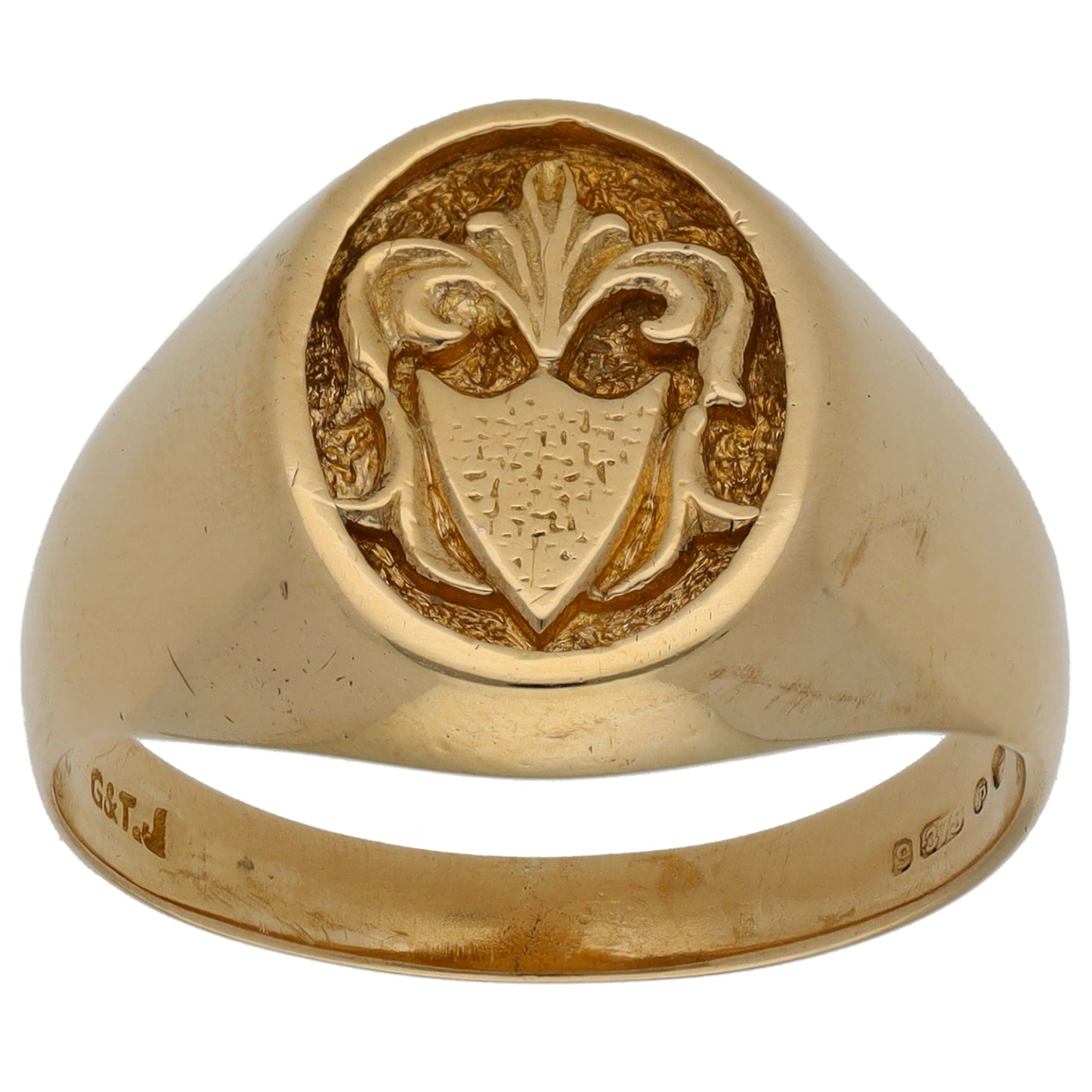 9ct Gold Crest/Emblem Signet Ring Size W
