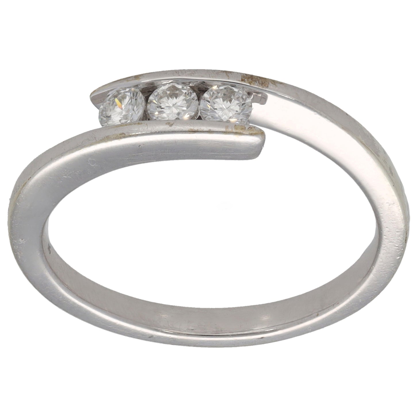 9ct White Gold 0.21ct Diamond Three Stone Ring Size S