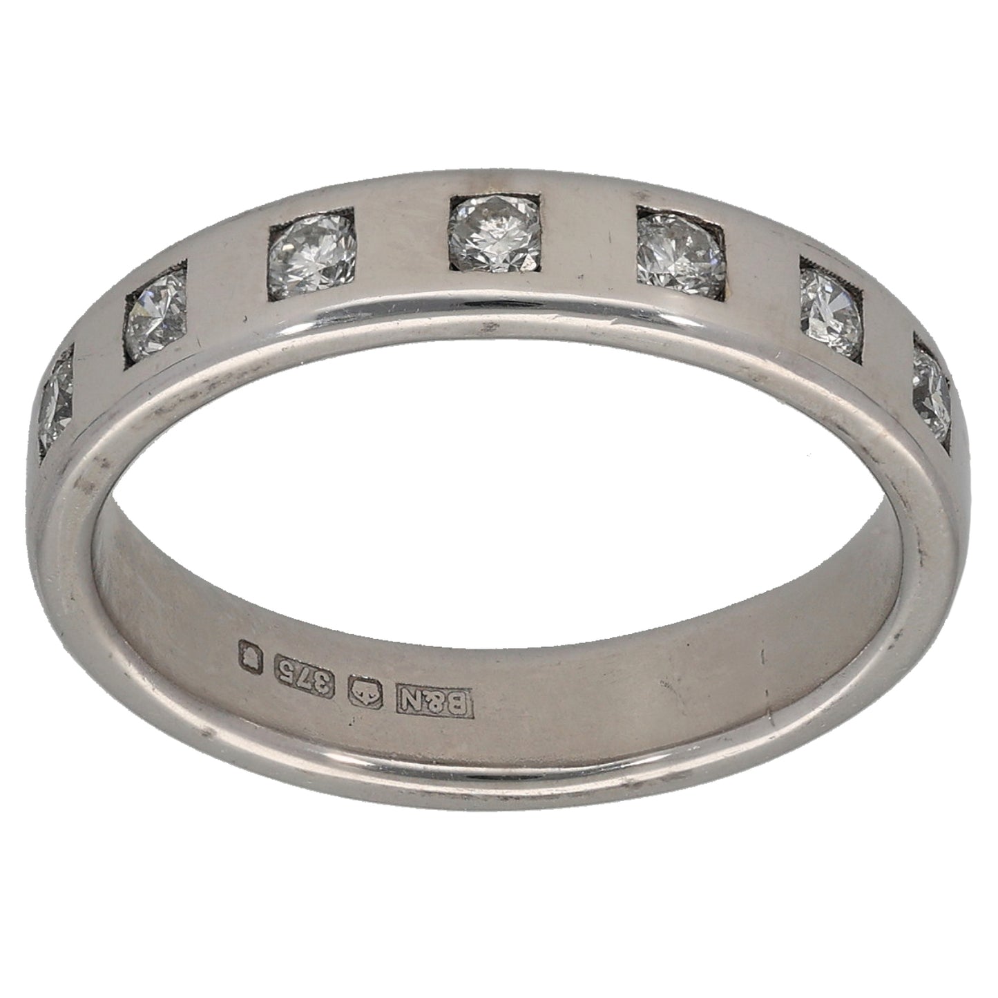 9ct White Gold 0.28ct Diamond Half Eternity Ring Size O