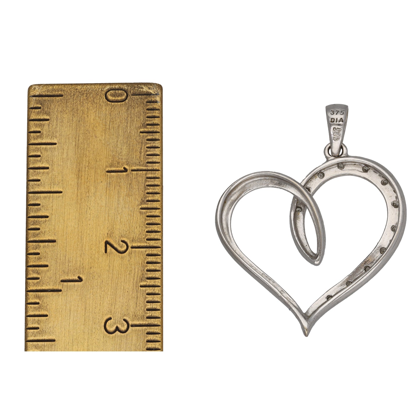 9ct White Gold 0.06ct Diamond Heart Pendant