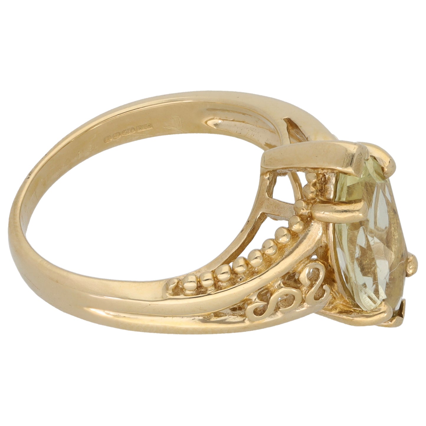 9ct Gold Quartz Single Stone Ring Size N