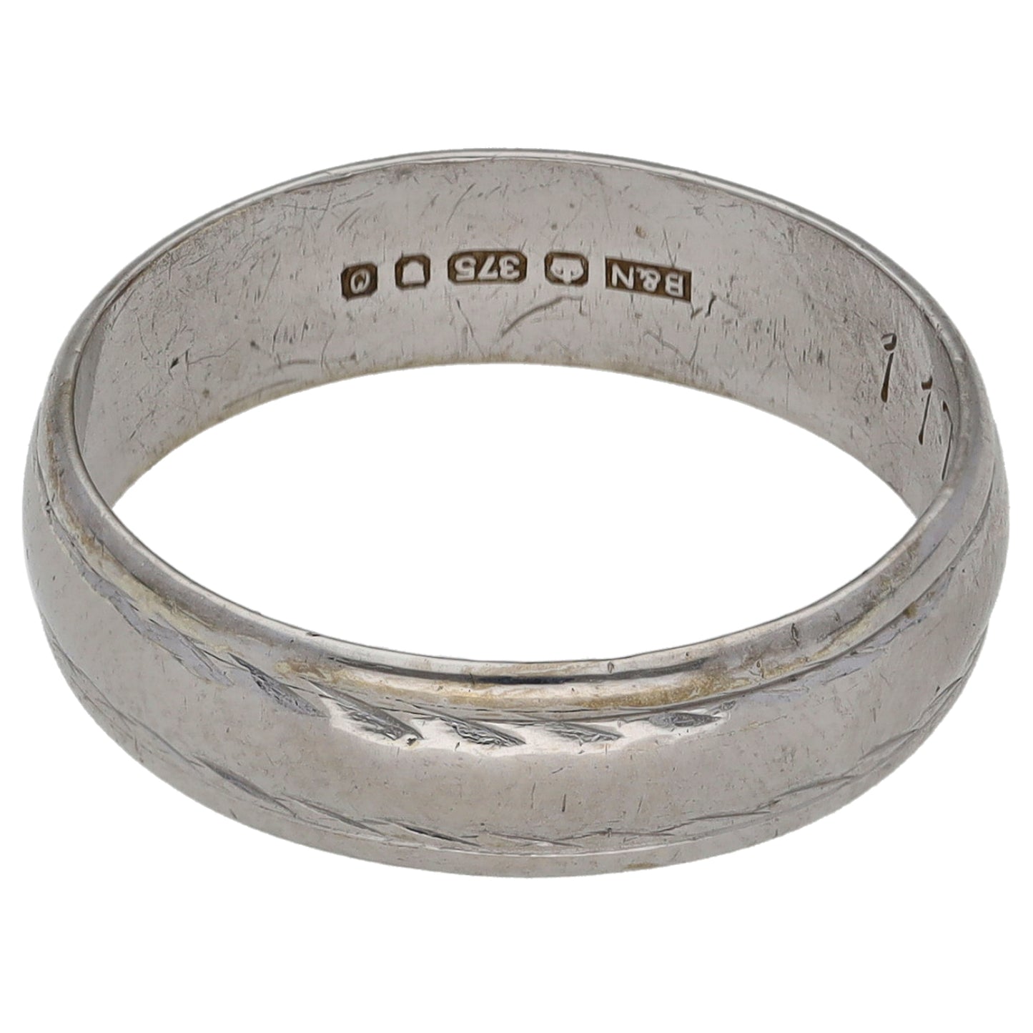 9ct White Gold Plain Wedding Ring Size L