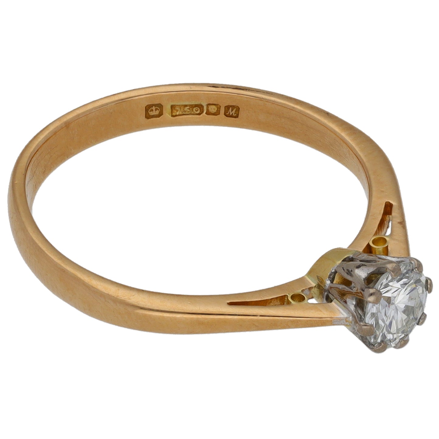 18ct Gold 0.37ct Diamond Solitaire Ring Size P