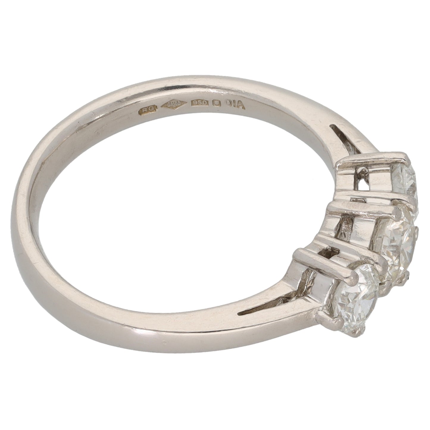 Platinum 1.00ct Diamond Trilogy Ring Size O