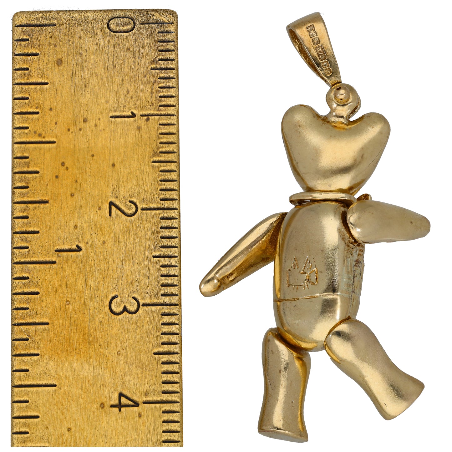 9ct Gold Man Made Ruby & Green Agate Teddy Bear Pendant