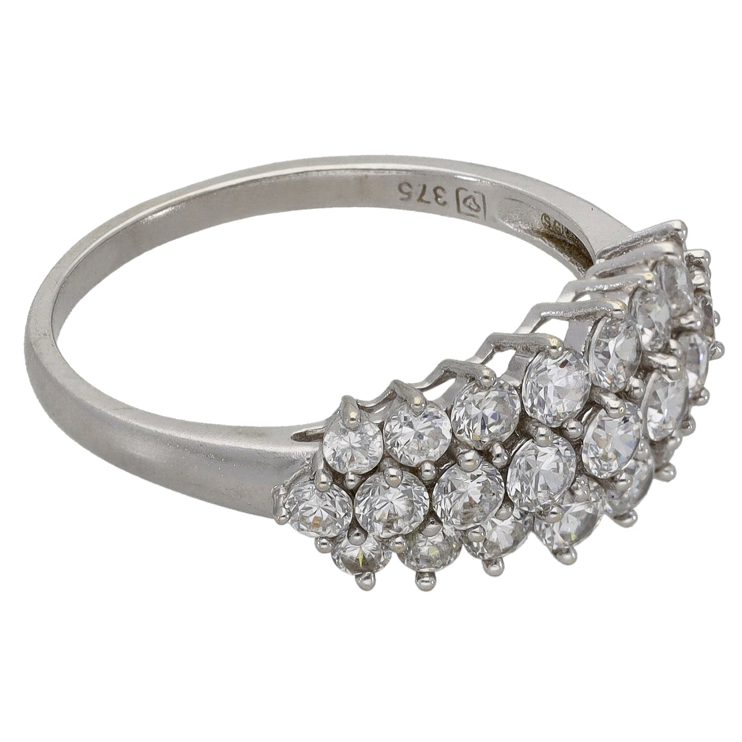 9ct White Gold Cubic Zirconia Dress/Cocktail Ring Size Q