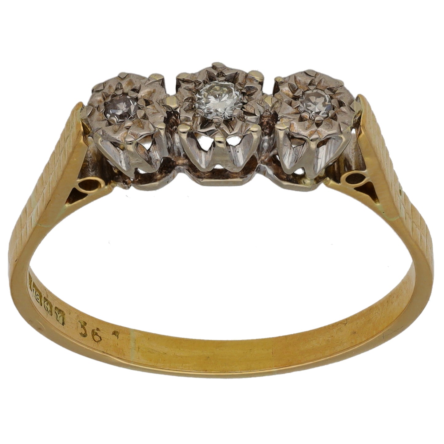 18ct Gold 0.10ct Diamond Trilogy Ring Size T