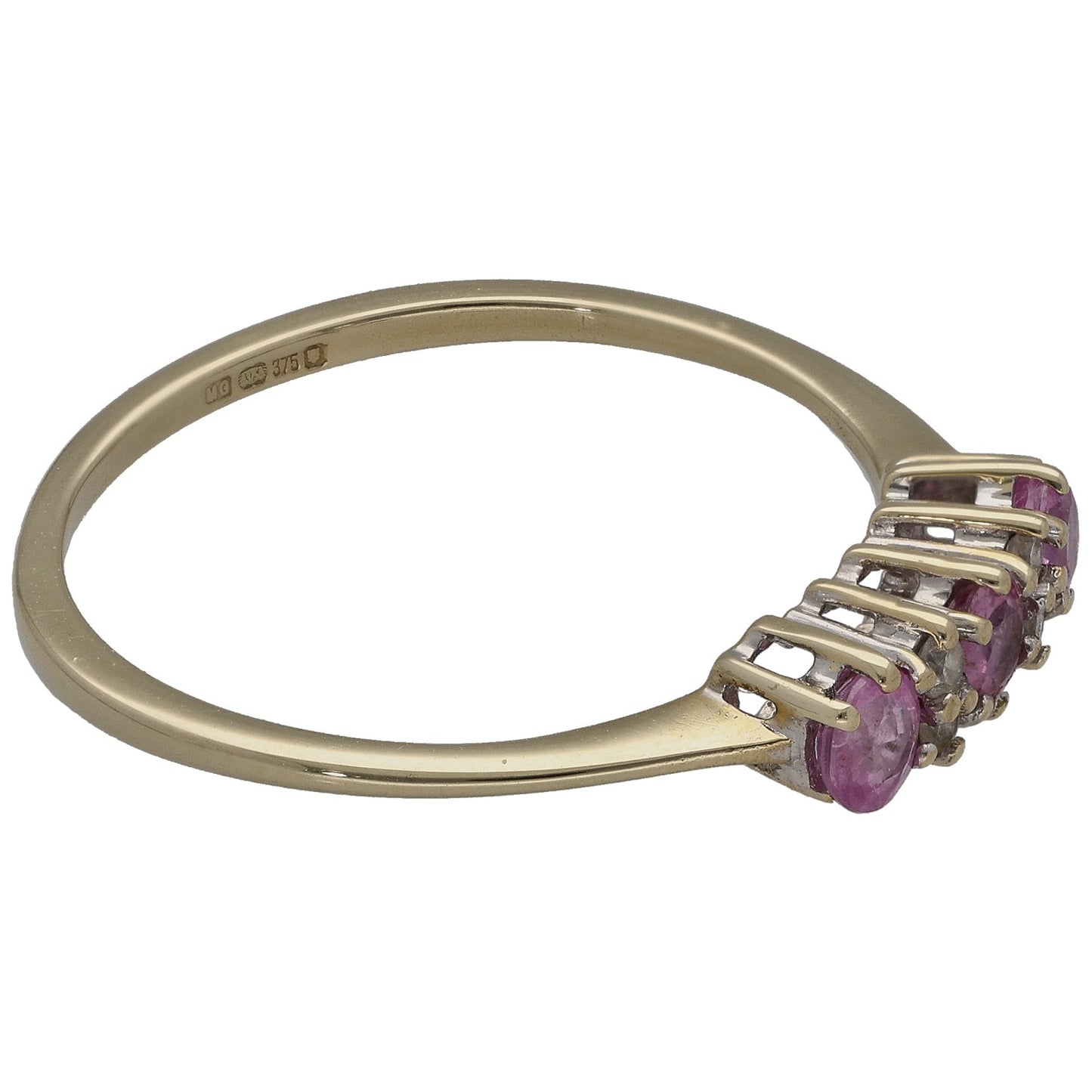 9ct Gold Sapphire & 0.02ct Diamond Dress/Cocktail Ring Size R