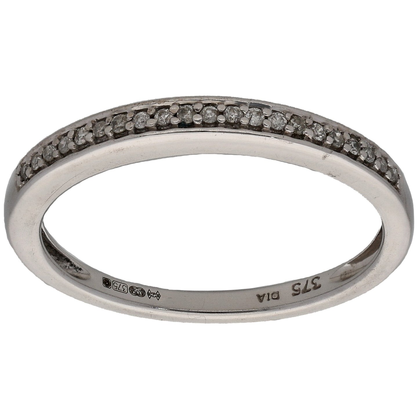 9ct White Gold 0.05ct Diamond Half Eternity Ring Size M