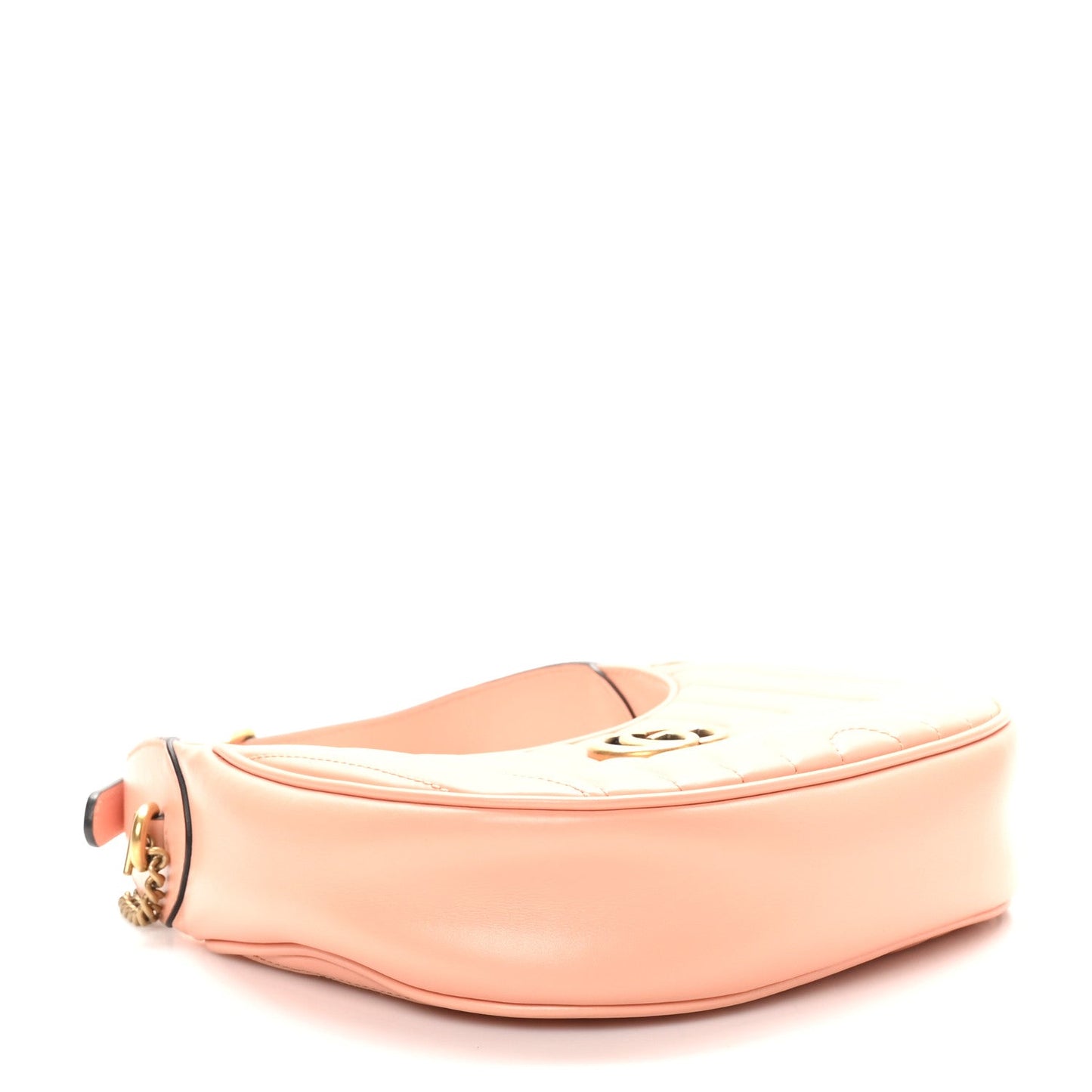 Gucci GG Marmont Half-Moon-Shaped Mini Calfskin Matelasse Leather Bag - Peachy Chic