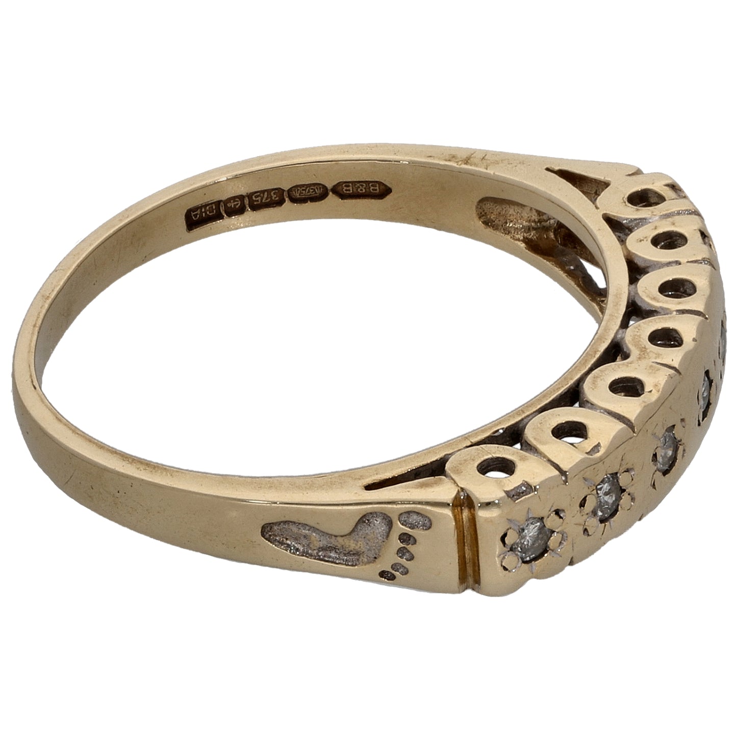 9ct Gold 0.10ct Diamond Half Eternity Ring Size N