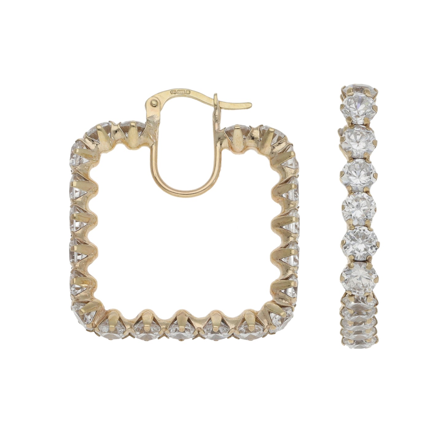 9ct Gold Cubic Zirconia Hoop Earrings