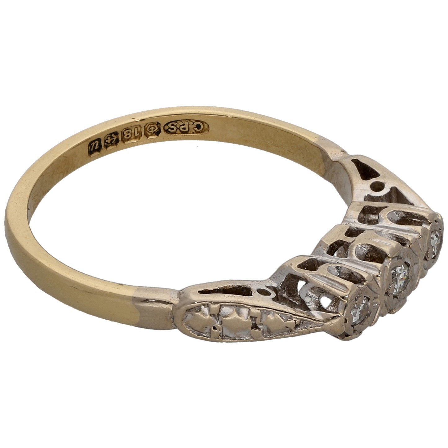 18ct Gold 0.06ct Diamond Trilogy Ring Size N