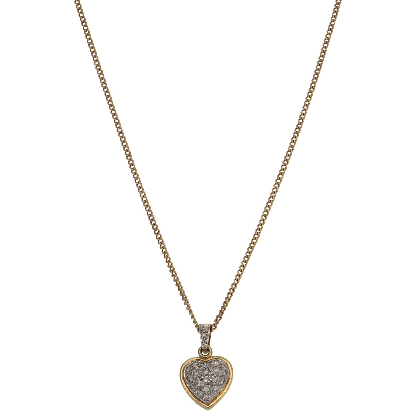 9ct Gold 0.22ct Diamond Heart Pendant With Chain