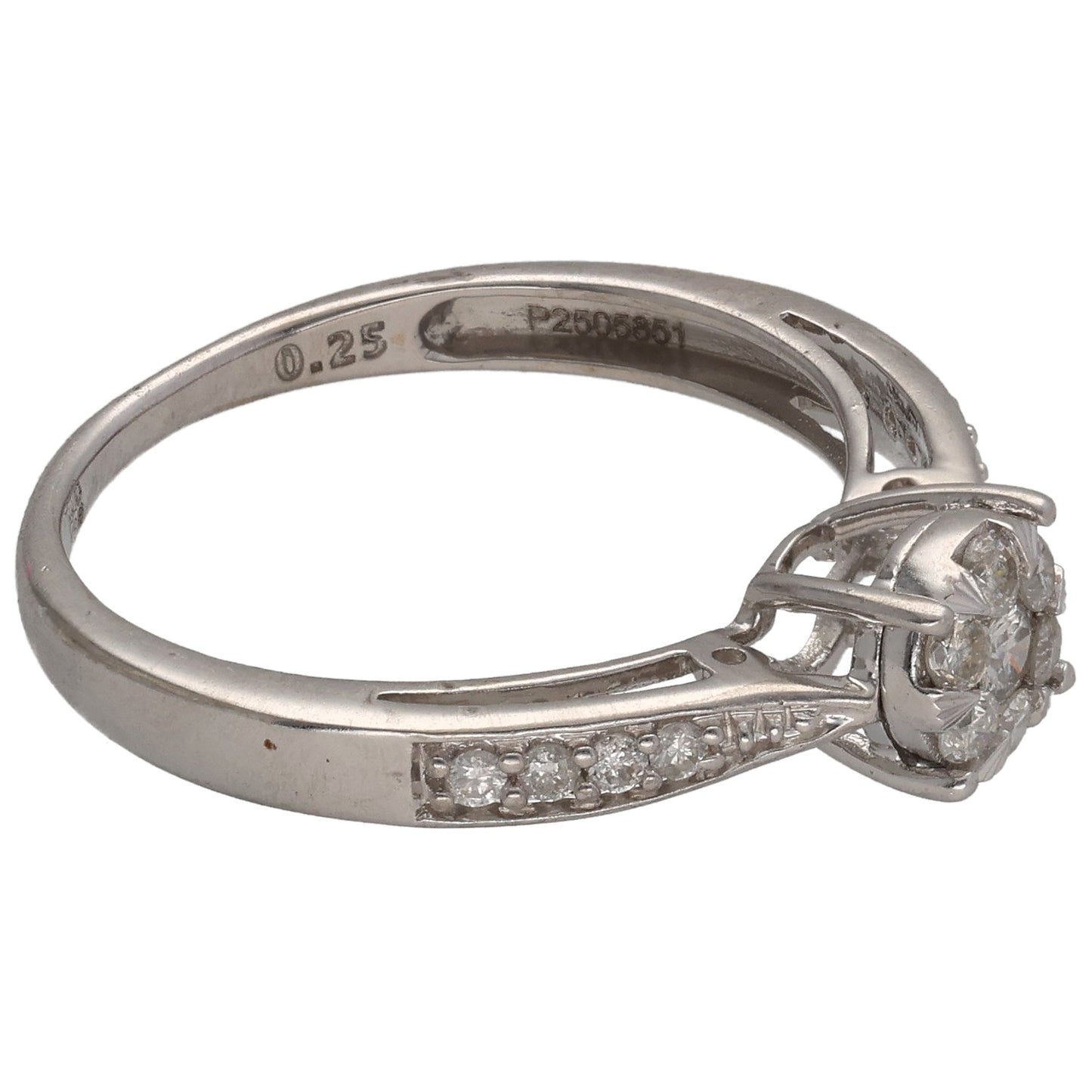 9ct White Gold 0.25ct Diamond Cluster Ring Size M