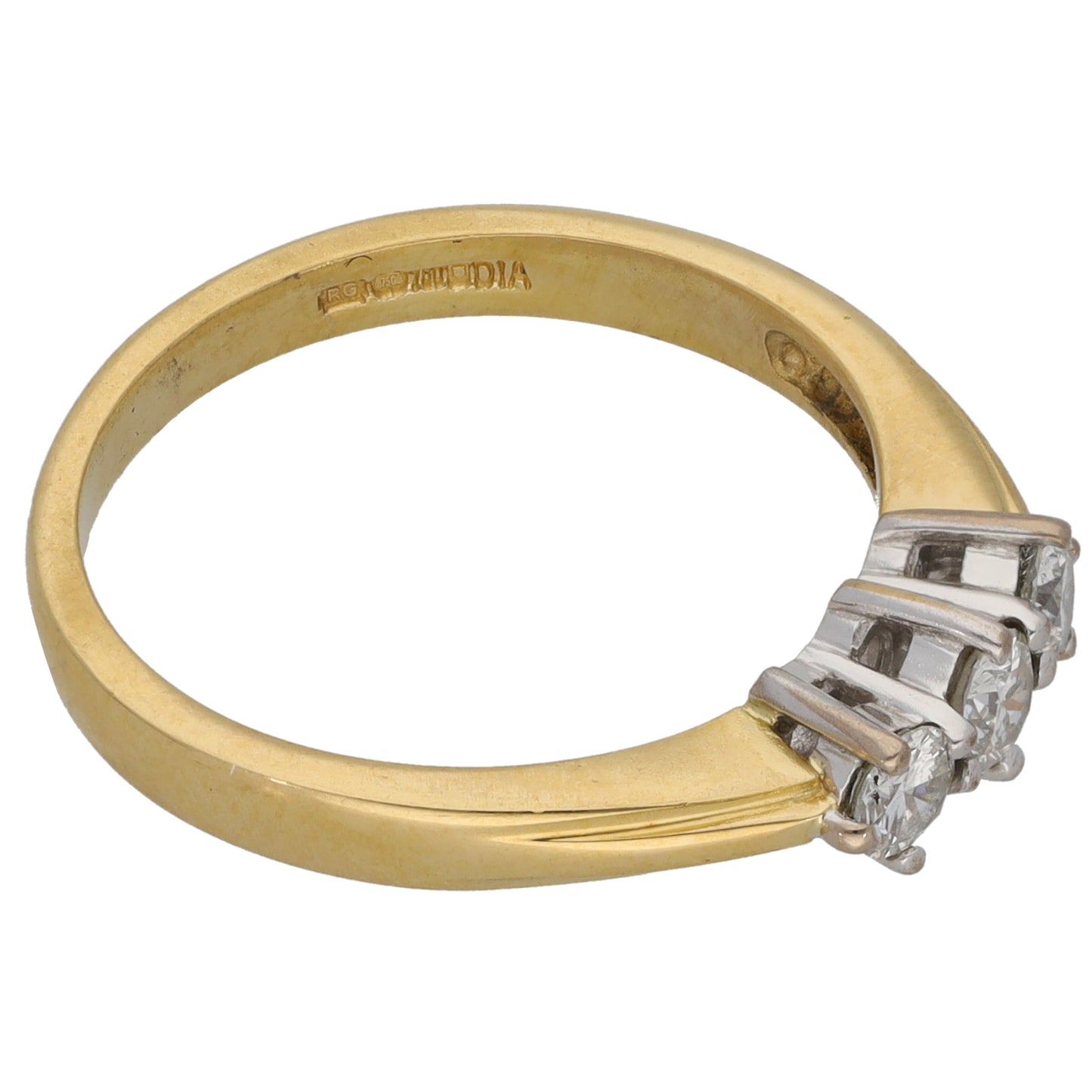 18ct Gold 0.33ct Diamond Trilogy Ring Size N