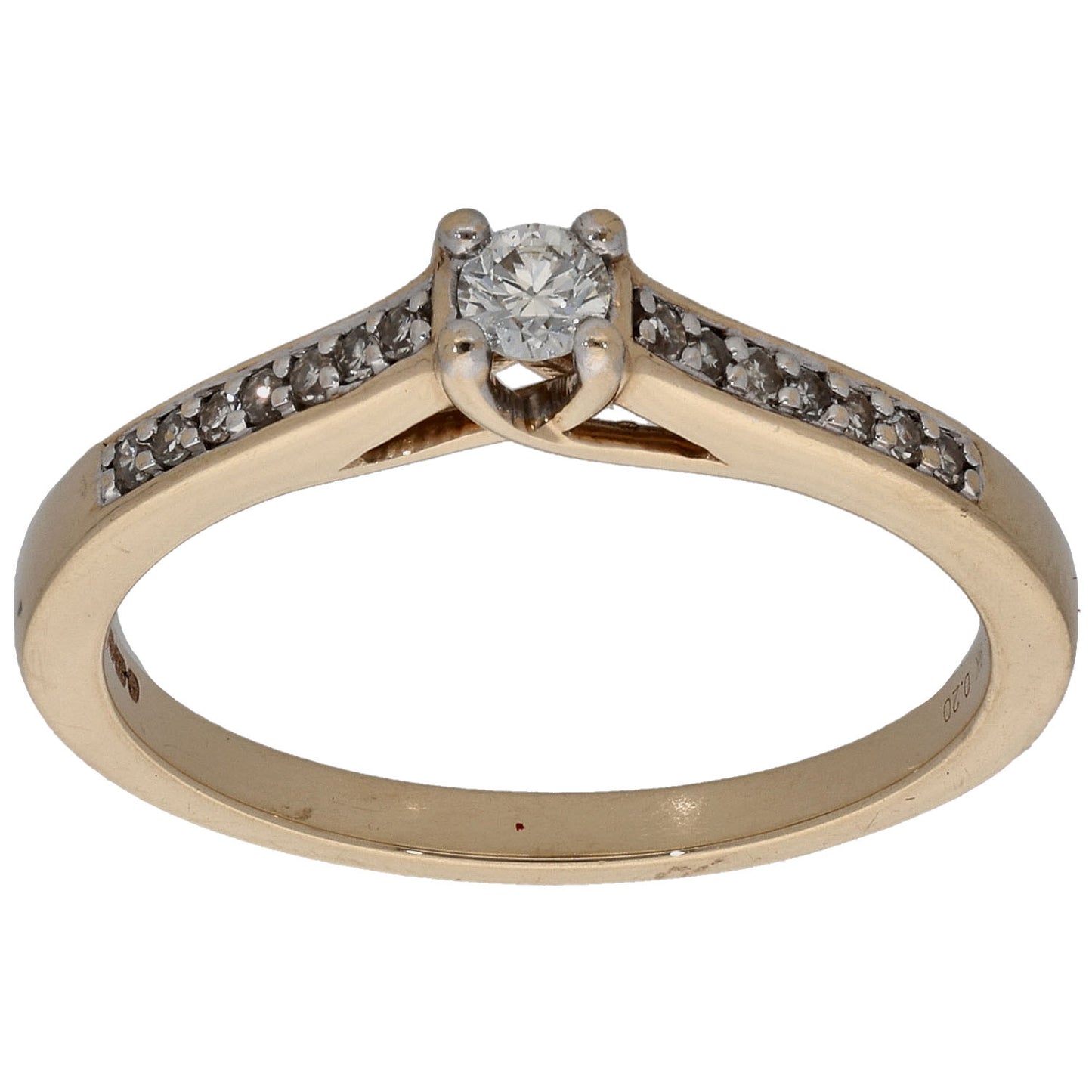 9ct Gold 0.20ct Diamond Solitaire Ring With Accent Stones Size O
