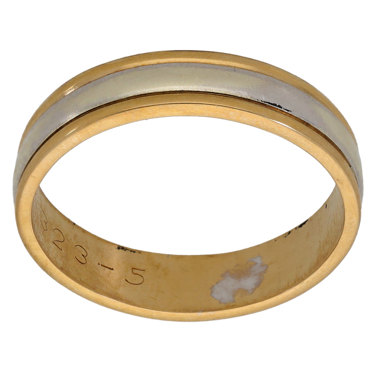 9ct Bi-Colour Gold Patterned Wedding Ring Size U
