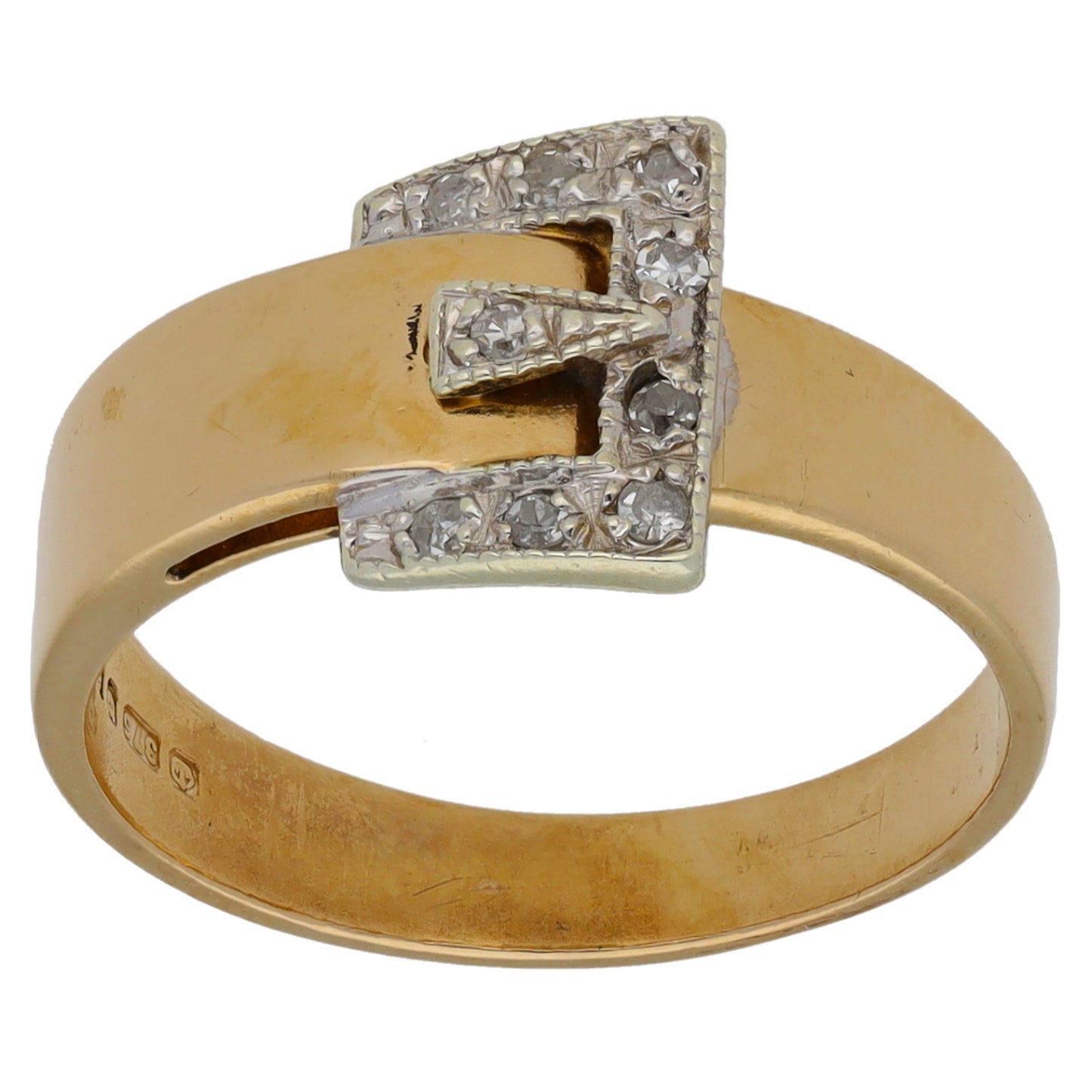 9ct Gold 0.09ct Diamond Buckle Ring Size N