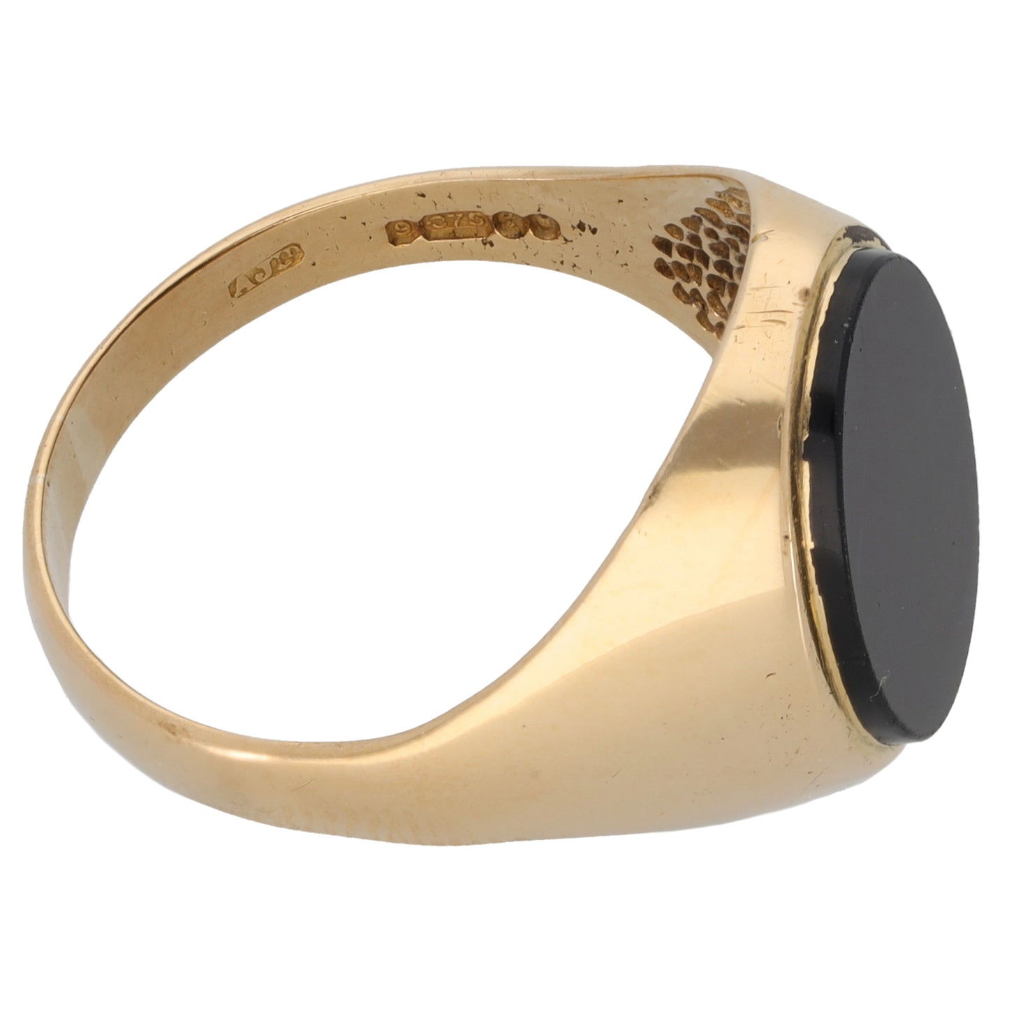 9ct Gold Onyx Plain Signet Ring Size W