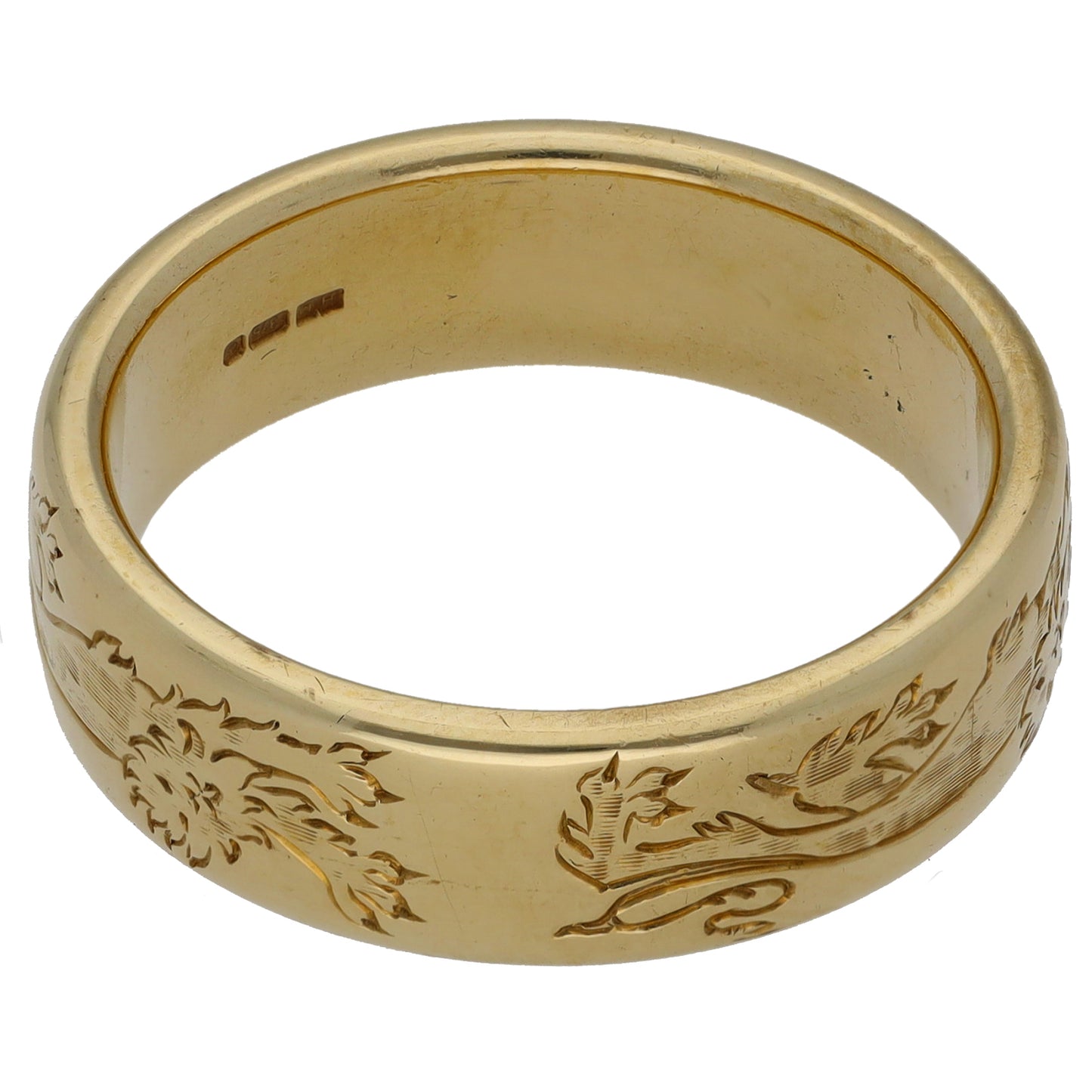 9ct Gold Patterned Wedding Ring Size V