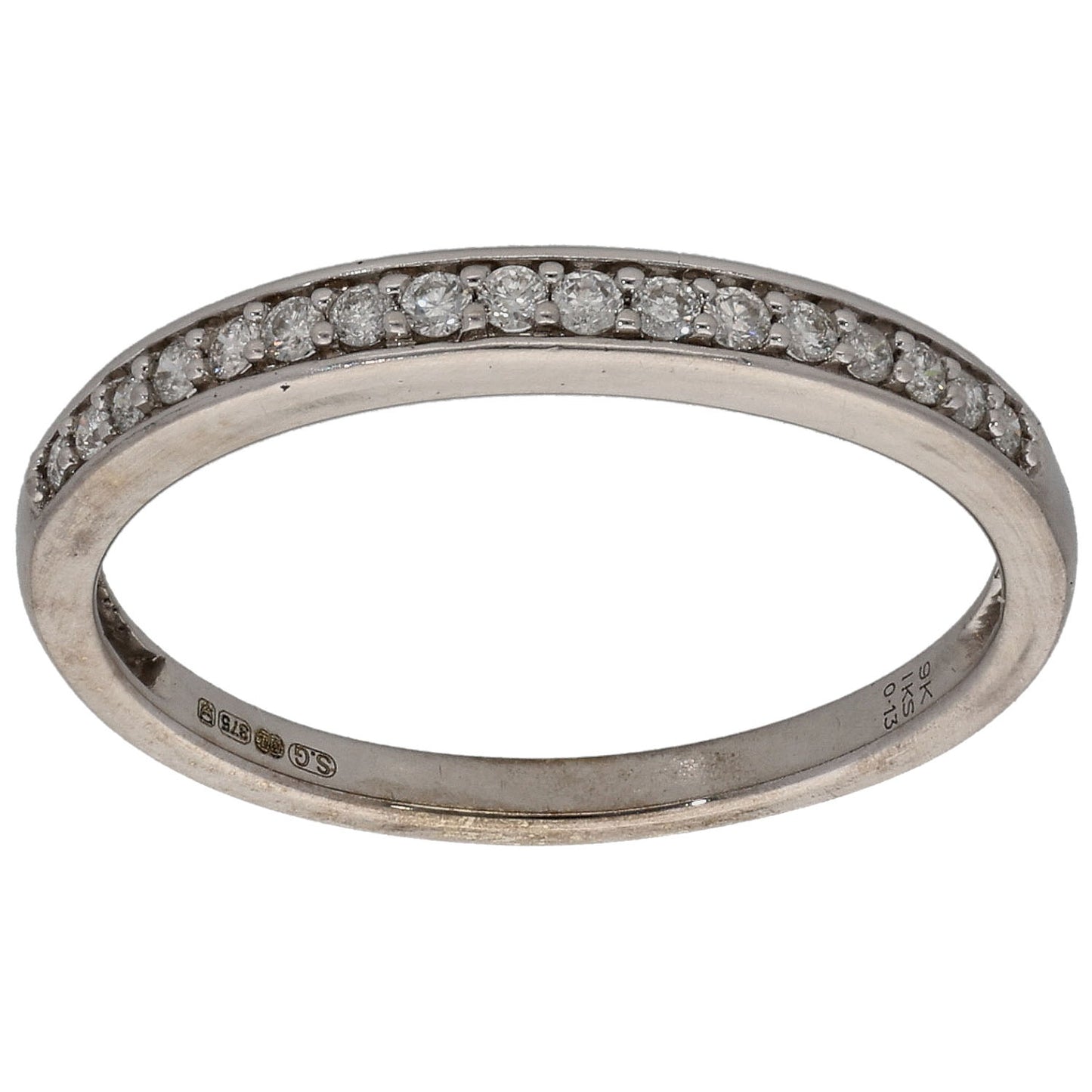 9ct White Gold 0.13ct Diamond Half Eternity Ring Size N