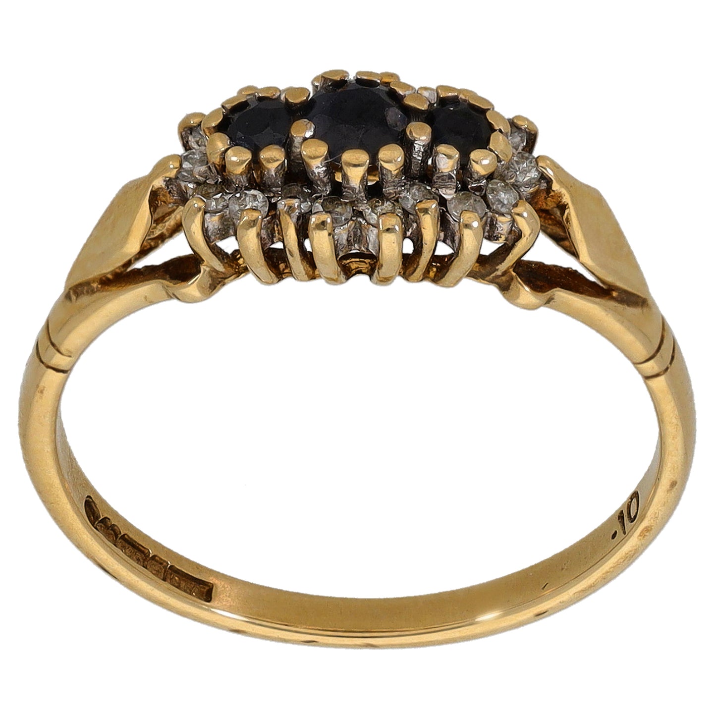 9ct Gold Sapphire & 0.10ct Diamond Dress/Cocktail Ring Size M