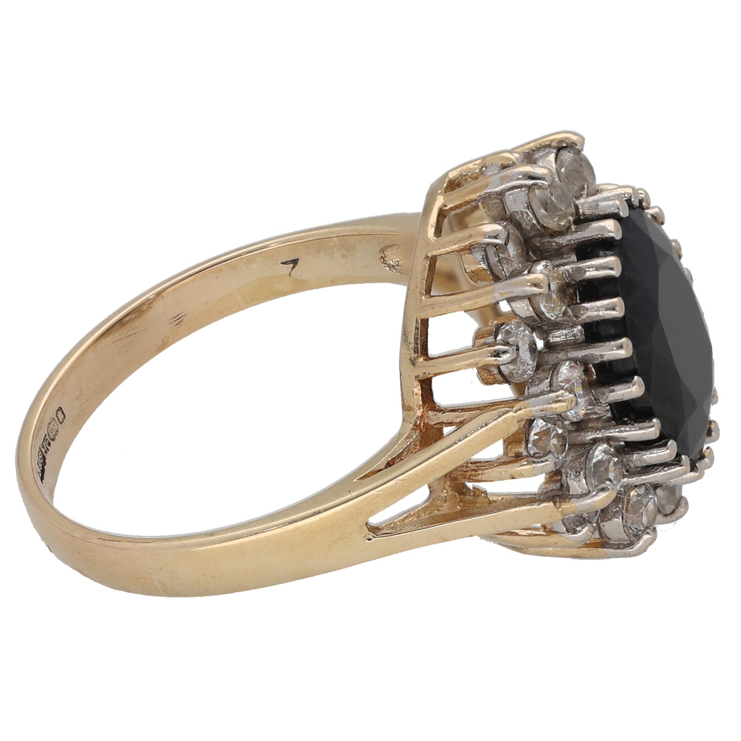 9ct Gold Sapphire & Cubic Zirconia Dress/Cocktail Ring Size N