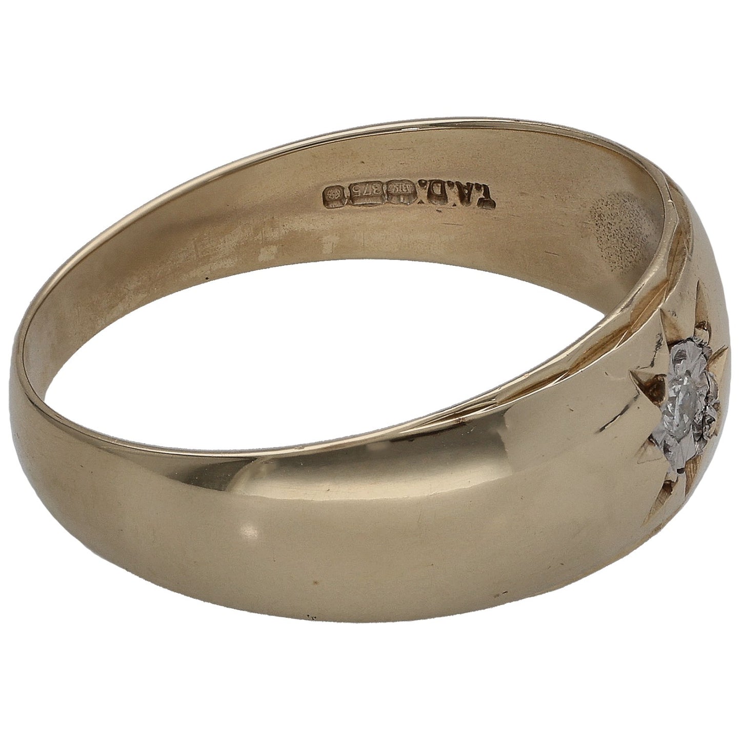 9ct Gold 0.04ct Diamond Solitaire Ring Size T