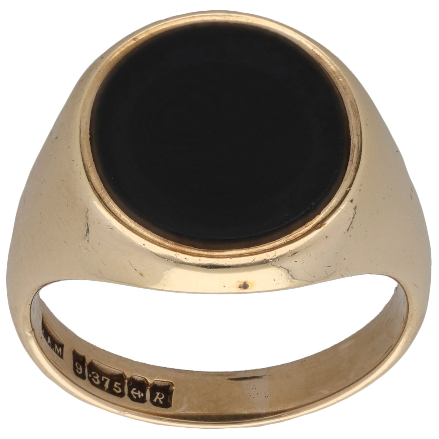 9ct Gold Onyx Single Stone Signet Ring Size R