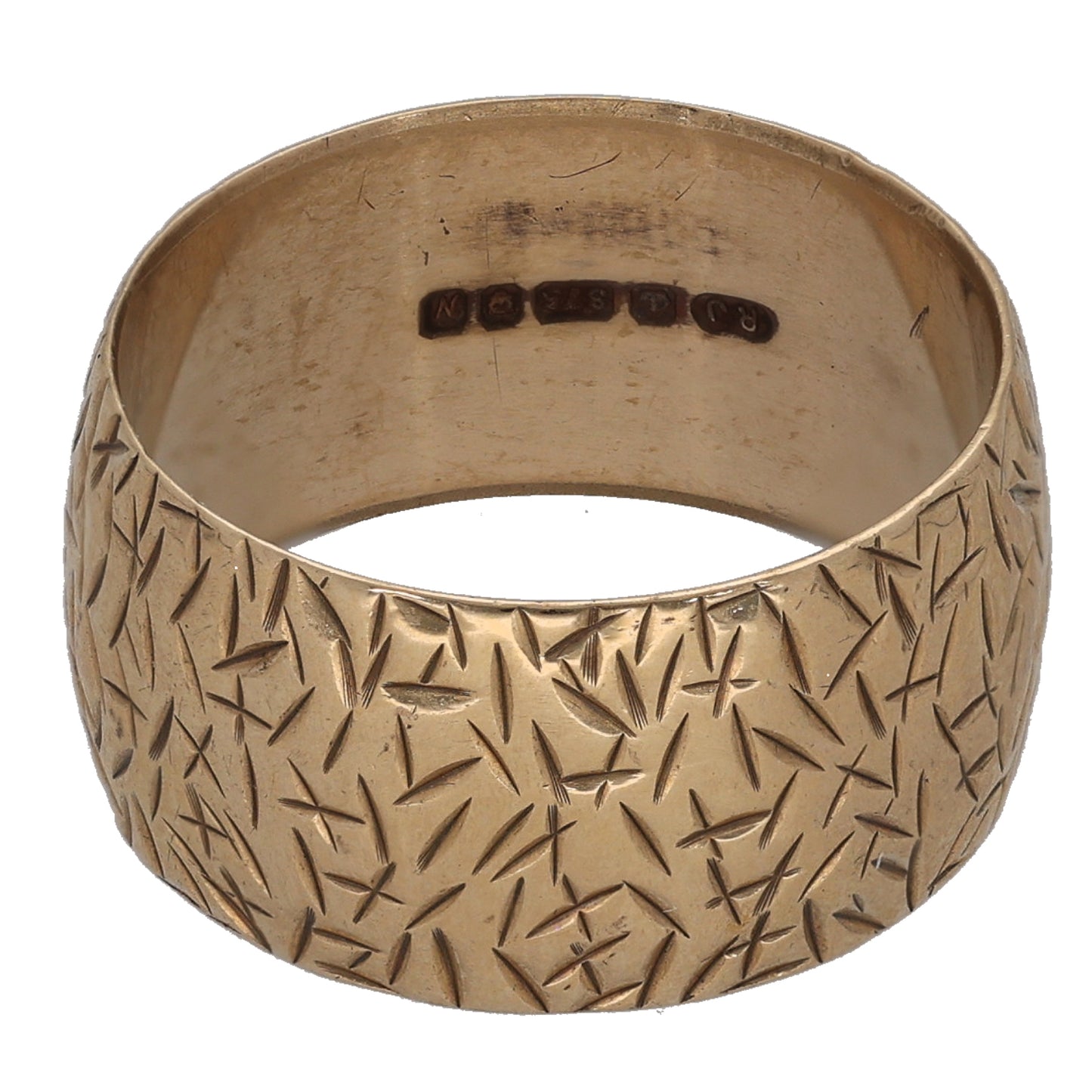 9ct Gold Patterned Wedding Ring Size L