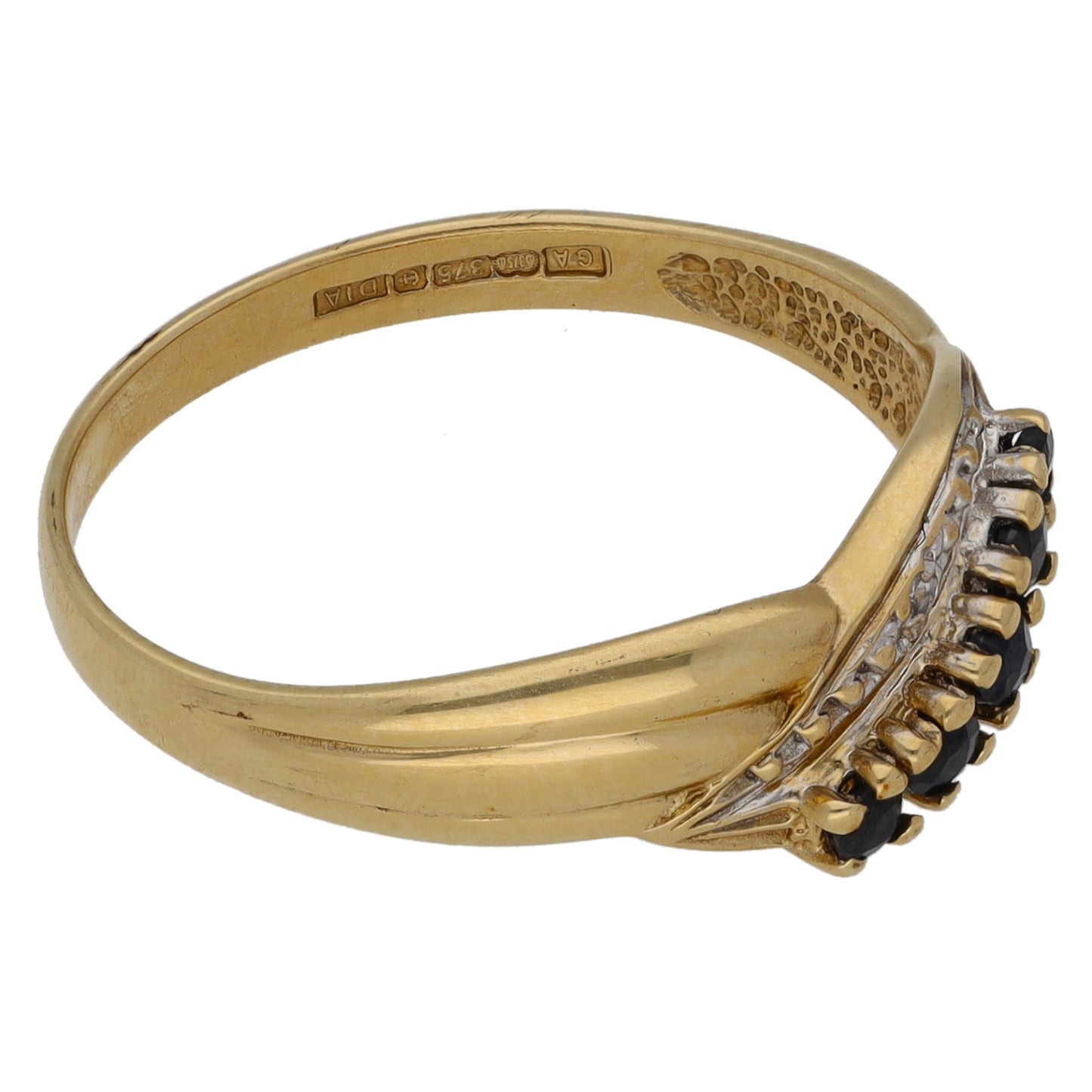 9ct Gold Sapphire & 0.01ct Diamond Half Eternity Ring Size P