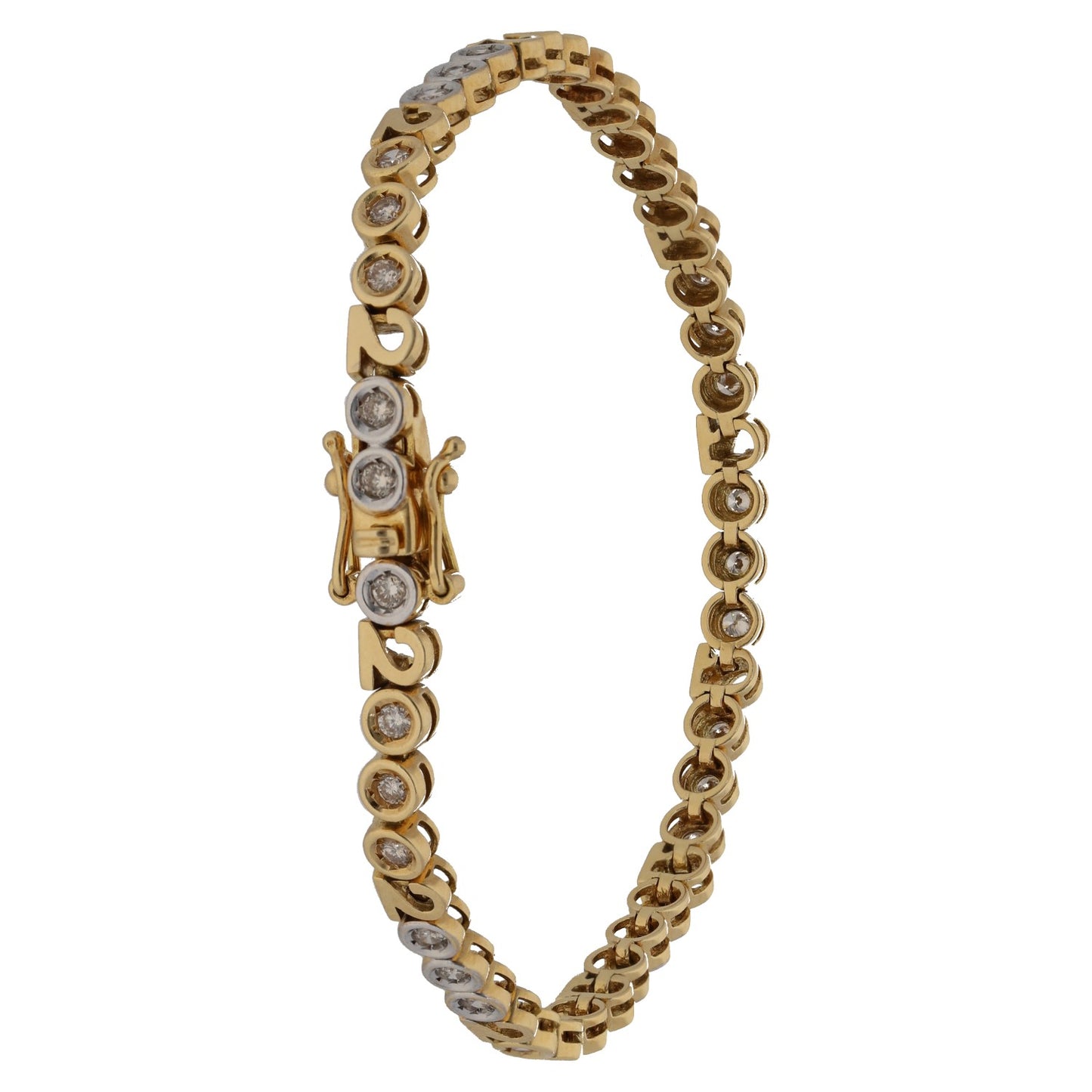 18ct Bicolour Gold 1.00ct Diamond Line/Tennis Bracelet