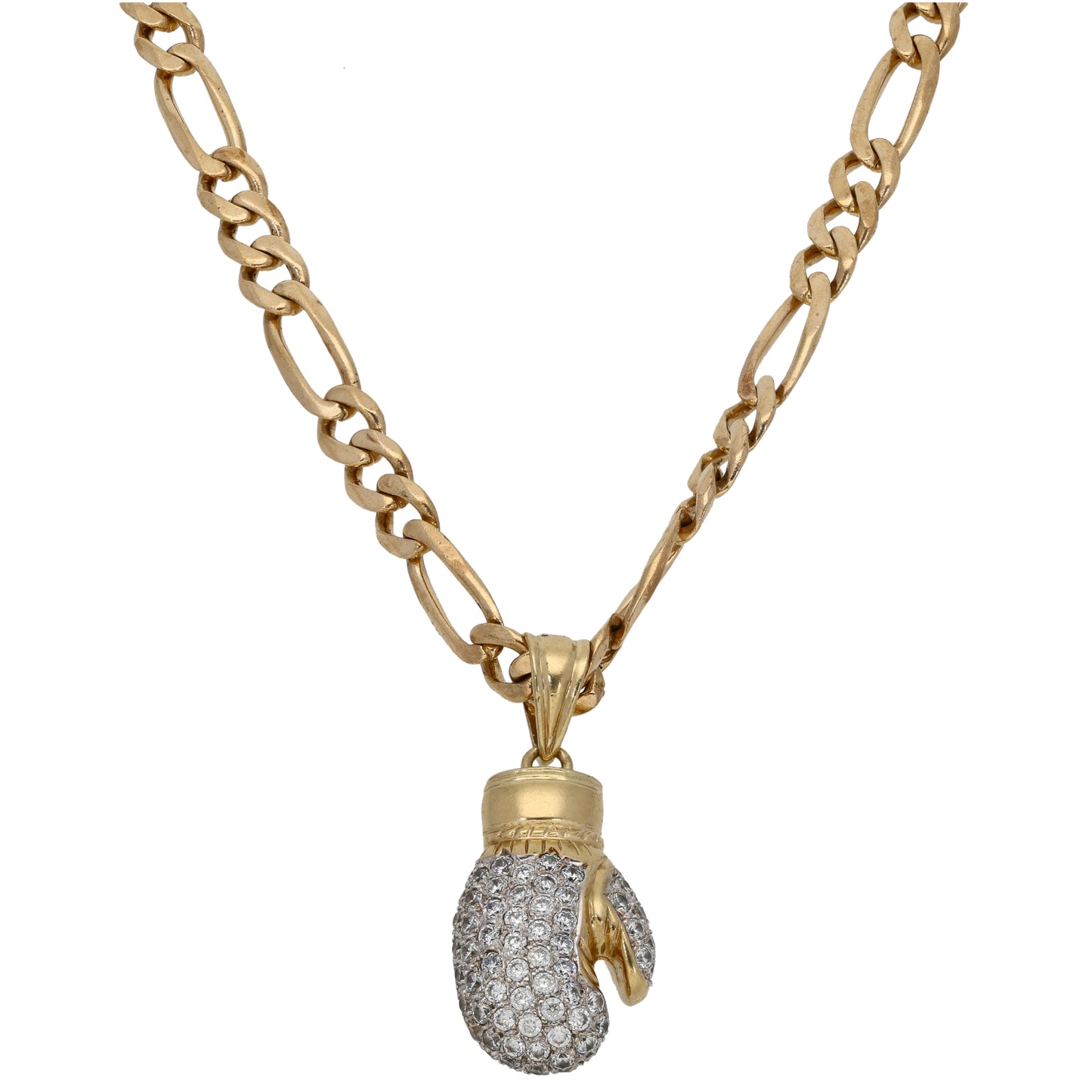 9ct Gold Cubic Zirconia Boxing Glove Pendant With Chain