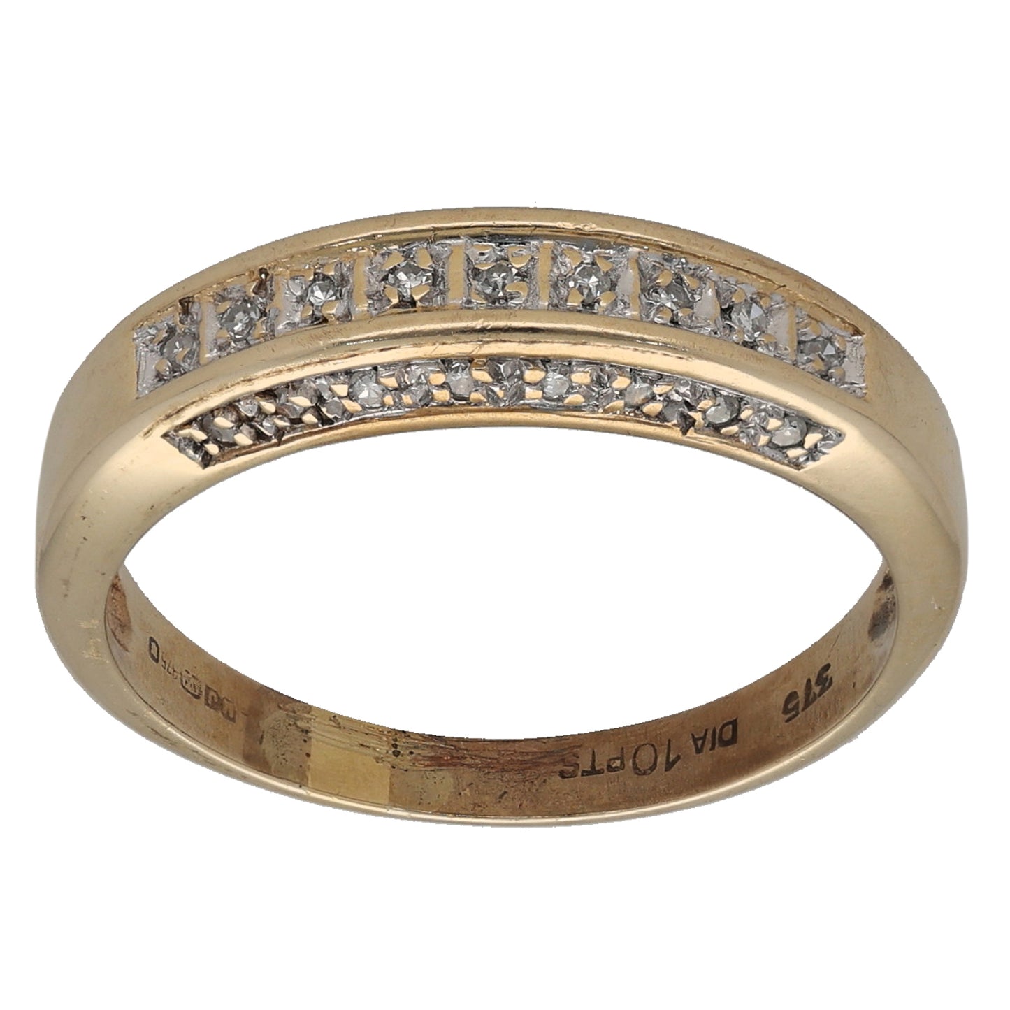 9ct Gold 0.10ct Diamond Half Eternity Ring Size O