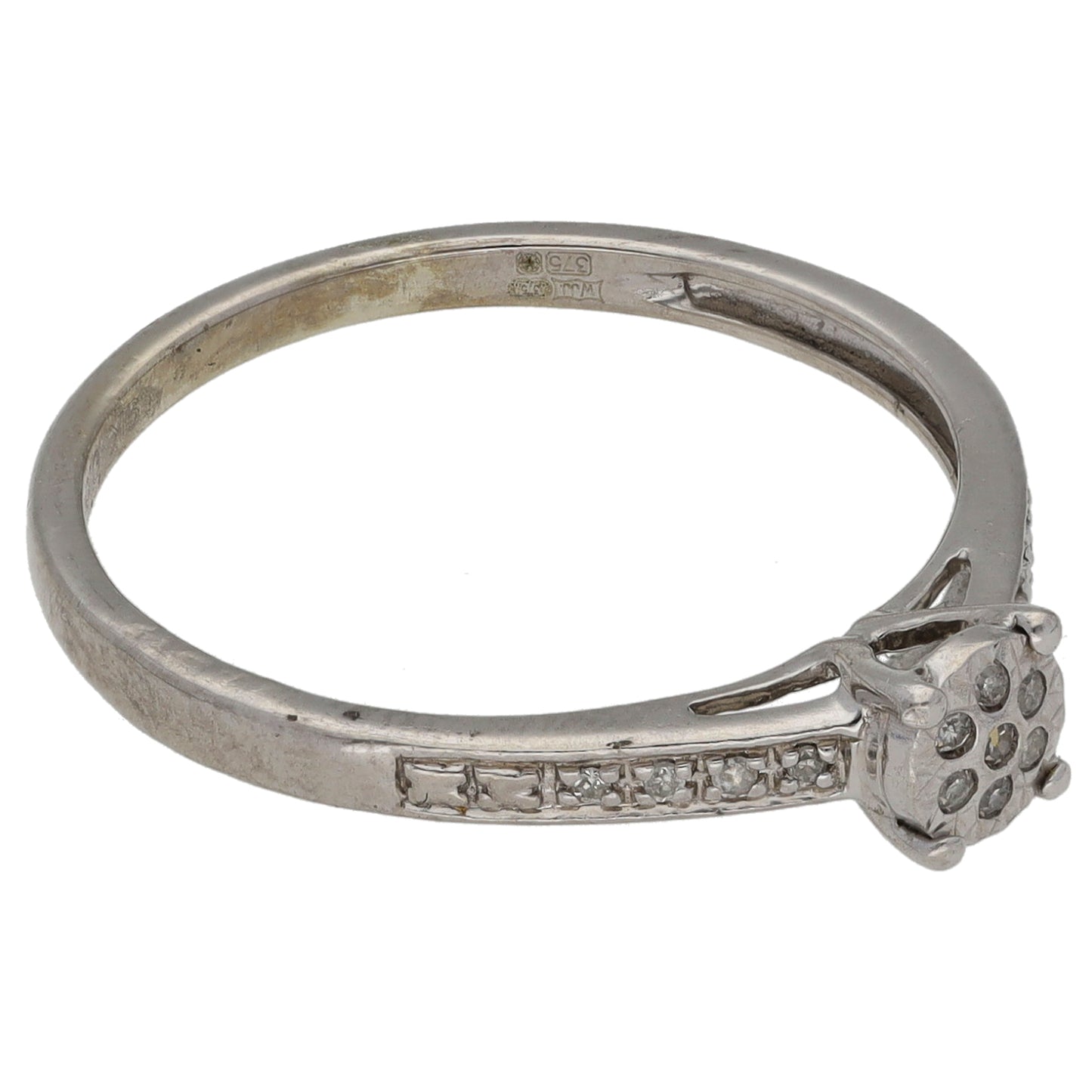 9ct White Gold 0.05ct Diamond Cluster Ring Size O