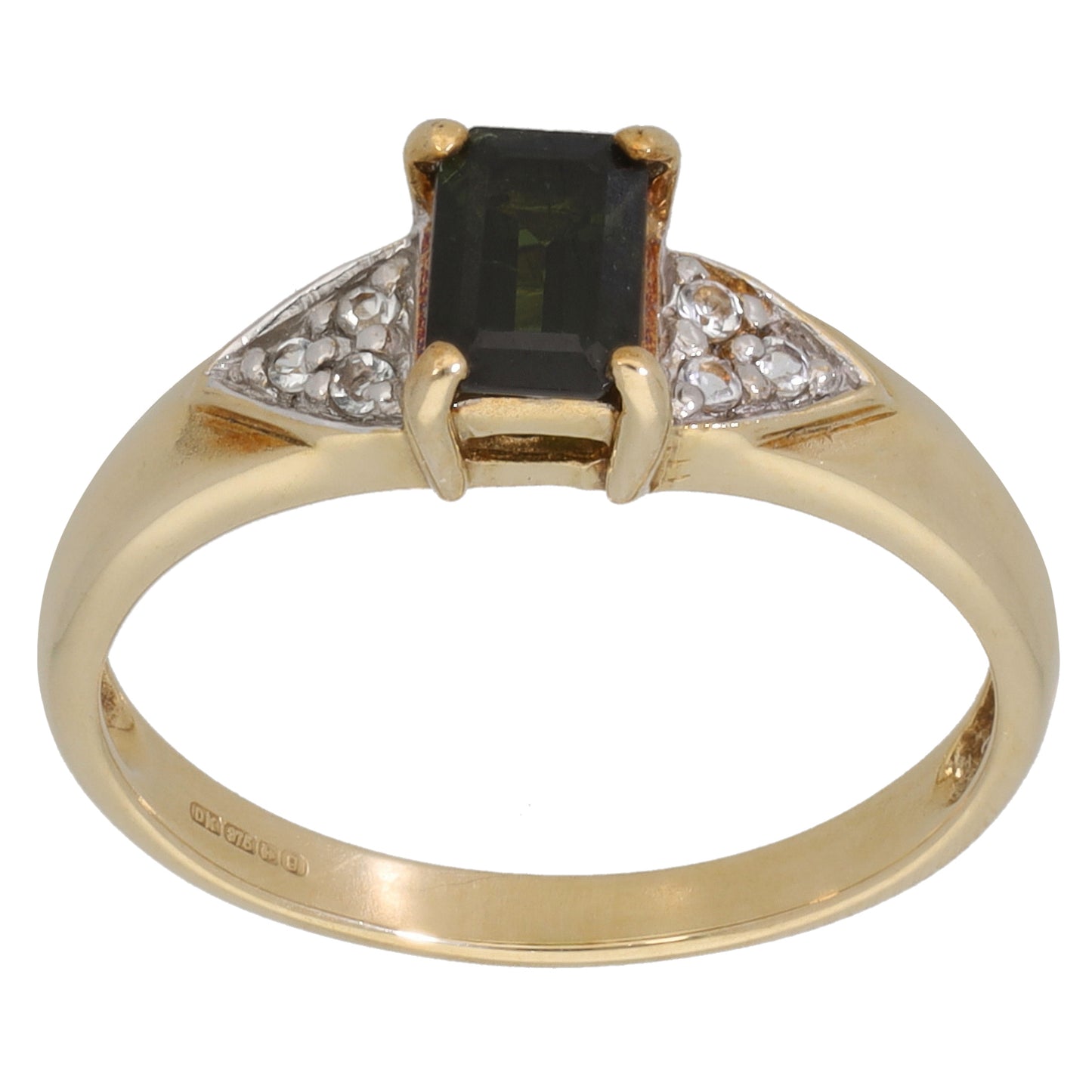 9ct Gold Tourmaline & Imitation Gems Dress/Cocktail Ring Size N