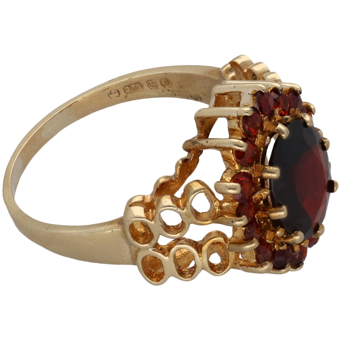9ct Gold Garnet Dress/Cocktail Ring Size N