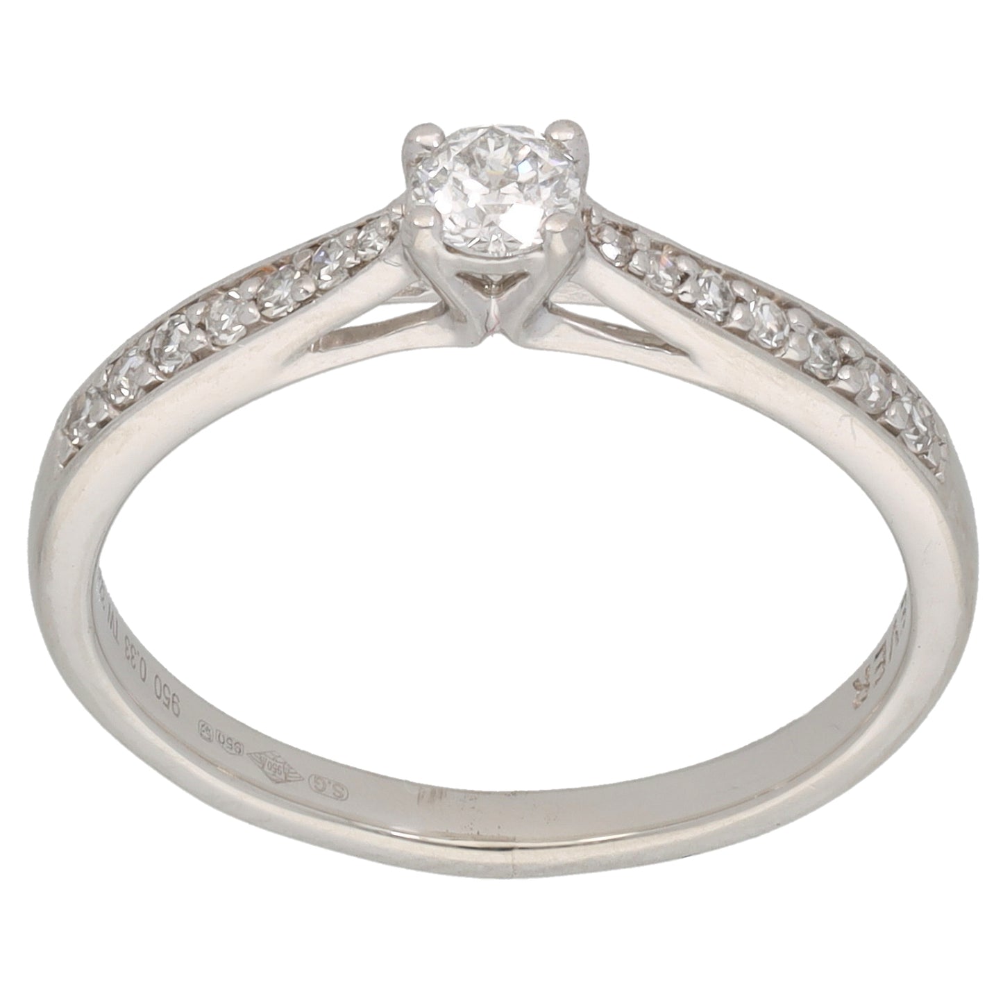 Platinum 0.33ct Diamond Solitaire Ring With Accent Stones Size Q